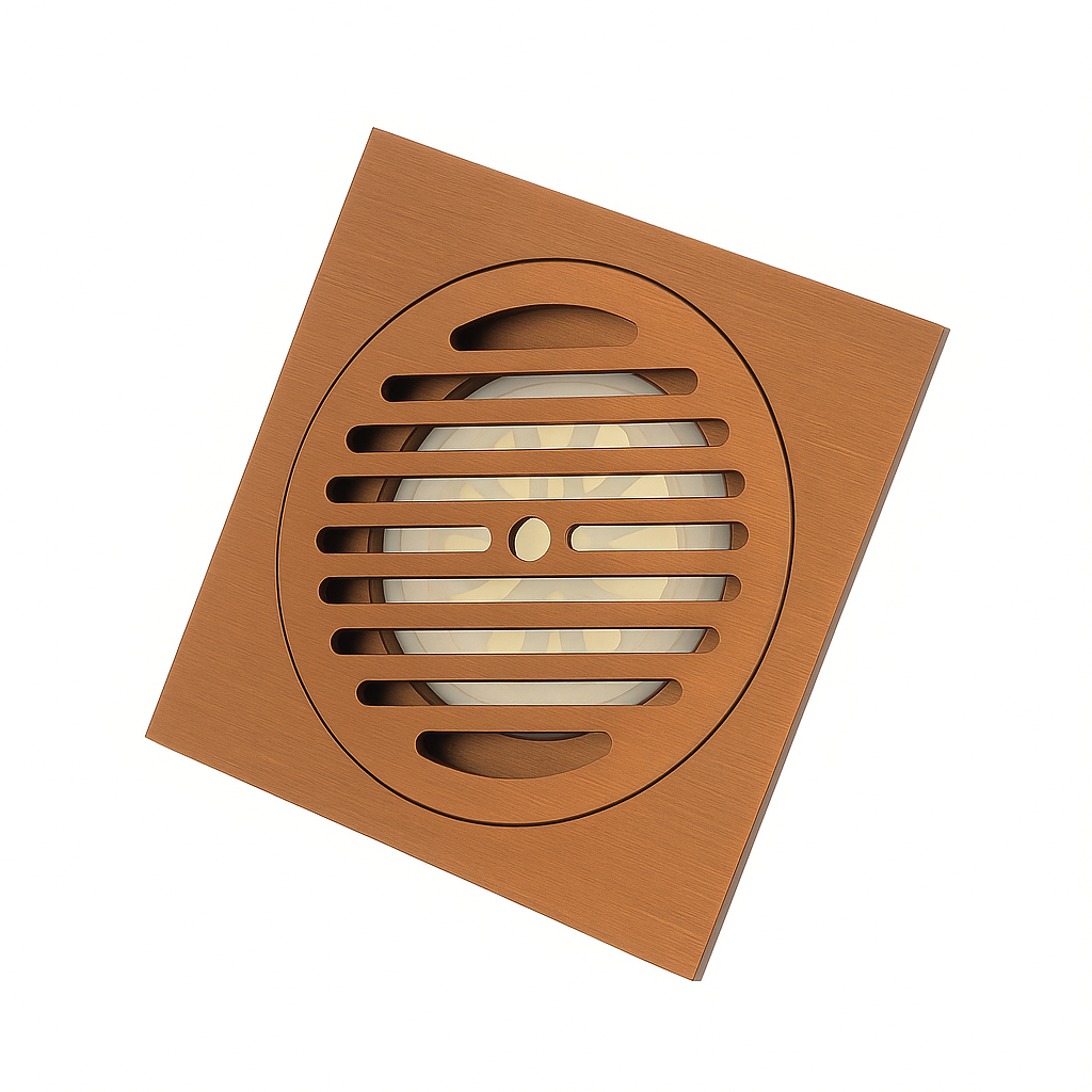 ניקוז מרובע דגם "סימפל" | 12/12 | פטנט חוסם ריחות וחרקים | רוז גולד מוברש | מק"ט 125RZ