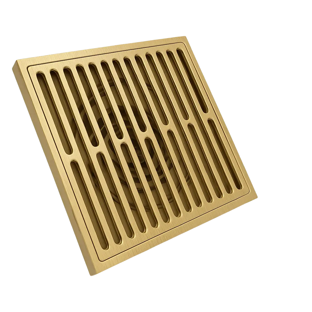 ניקוז מרובע דגם "אנג'ל" | 10/10 | פטנט חוסם ריחות וחרקים | זהב מוברש | מק"ט 124BG