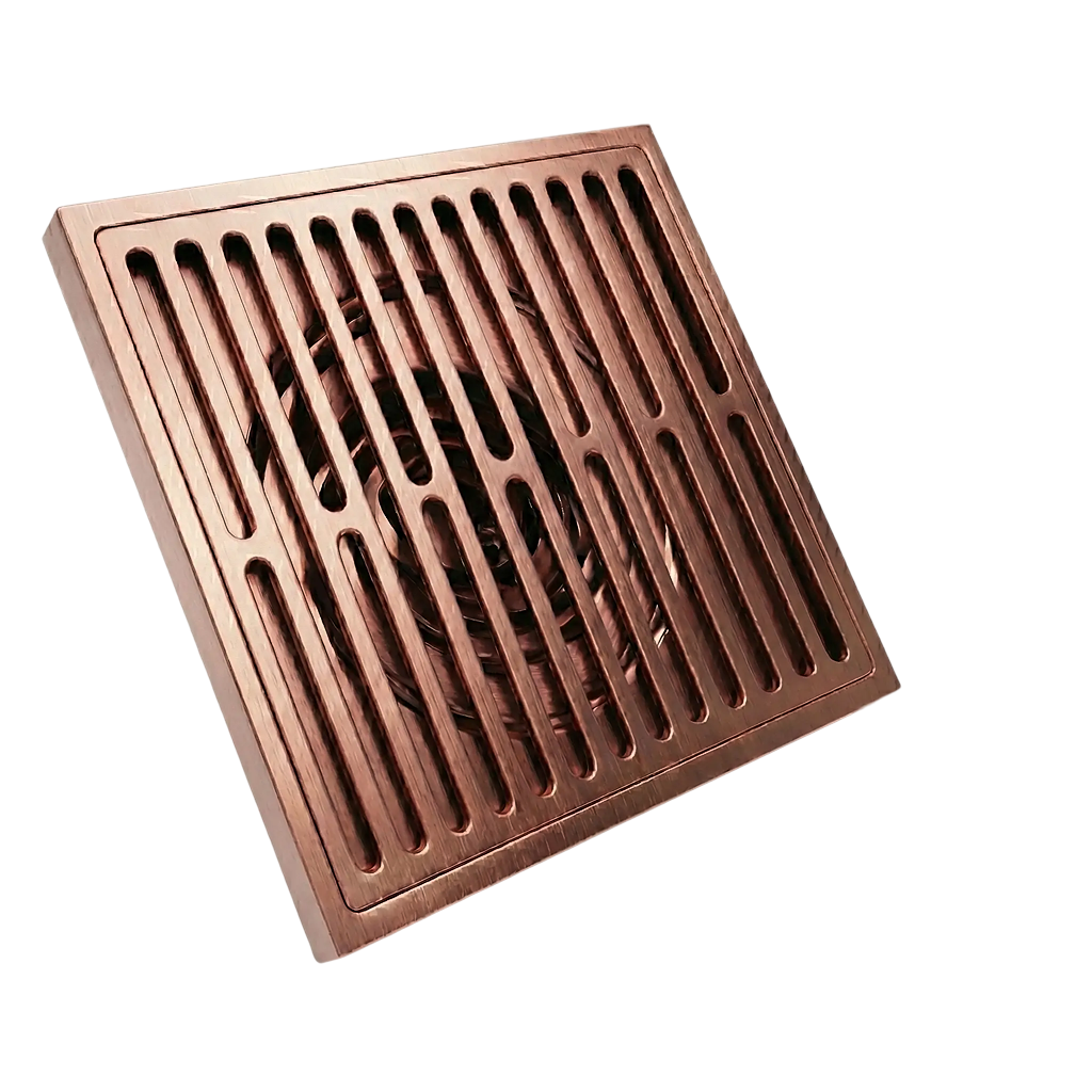 ניקוז מרובע דגם "אנג'ל" | 10/10 | פטנט חוסם ריחות וחרקים | רוז גולד מוברש | מק"ט 124RZ