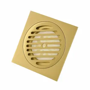 ניקוז מרובע דגם "סימפל" | 12/12 | פטנט חוסם ריחות וחרקים | זהב מוברש | מק"ט 125BG