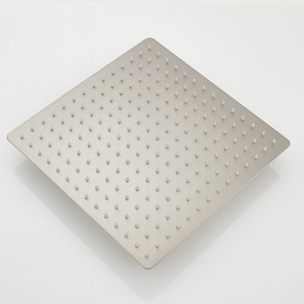 ראש גשם מרובע 40/40 *ענק* + פיטמות סיליקון למניעת אבנית | ניקל מוברש | מק"ט 400BN