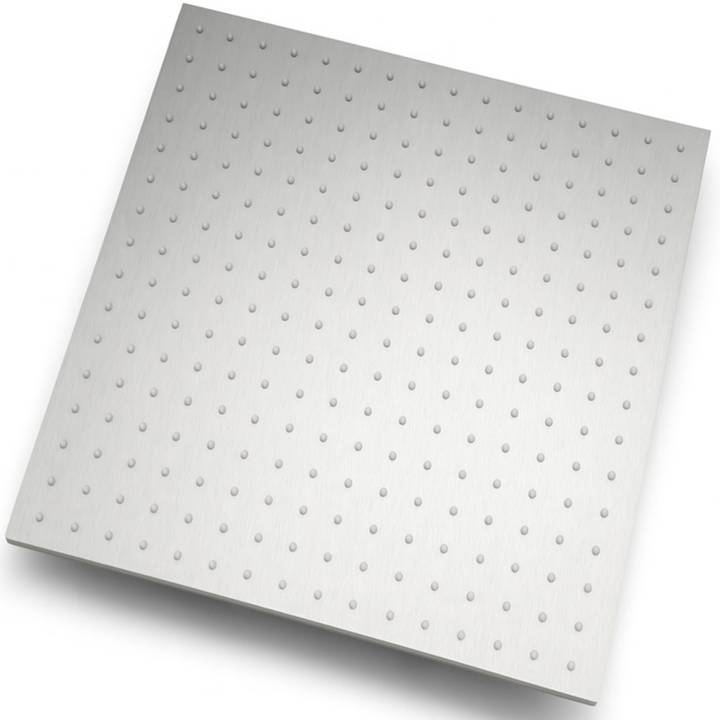 ראש גשם מרובע 50/50 *ענק* + פיטמות נגד אבנית | ניקל מוברש | מק"ט 500BN