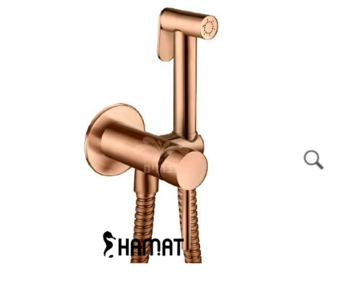סט ברז בידה חמים קרים כולל מיתז ,מתלה וצינור חמת | רוזגולד מוברש | מק"ט 801968RZ
