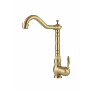 ברז ענתיק מעוטר לכיור מונח דגם "פדרו" | זהב מוברש | מק"ט 661