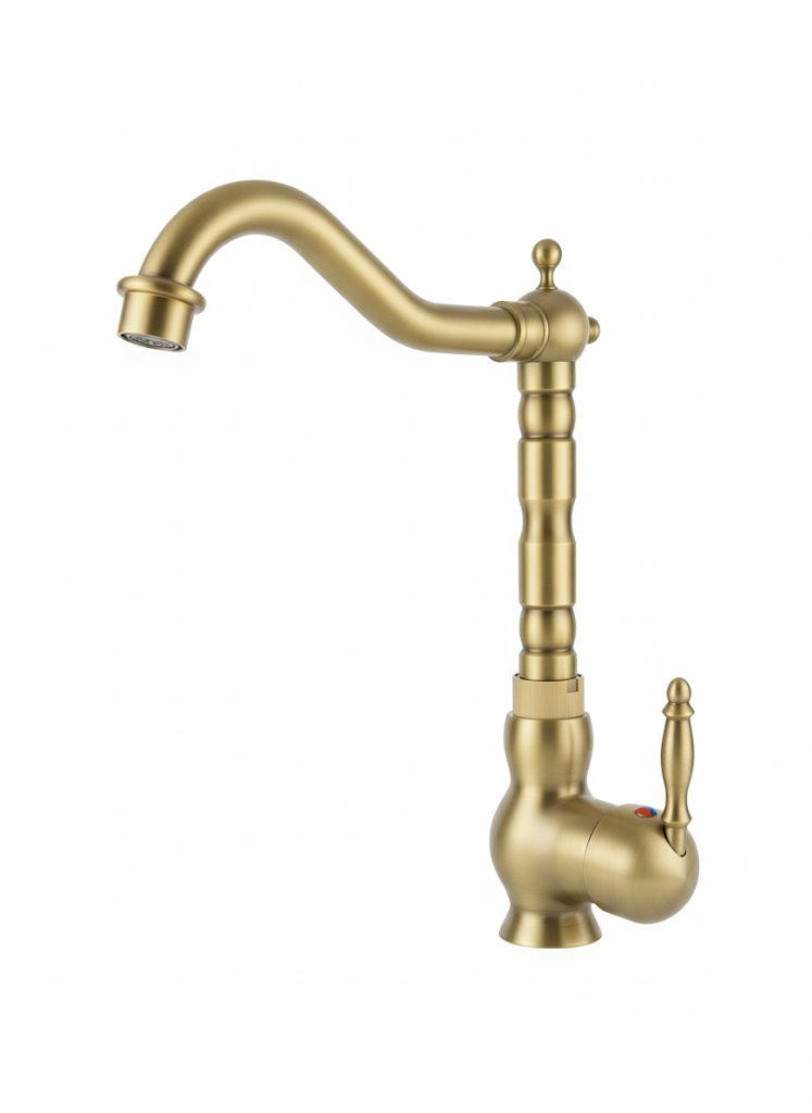 ברז ענתיק מעוטר לכיור מונח דגם "פדרו" | זהב מוברש | מק"ט 661