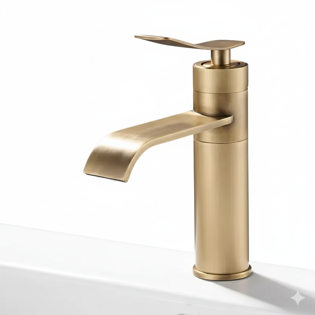 ברז מפל בסגנון ענתיק לכיור אינטגרלי | זהב מוברש ענתיק | מק"ט 1313/2