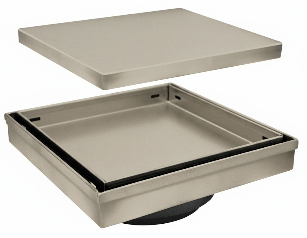 תעלת ניקוז נסתרת (אריח) | 12/12 | ניקל מוברש | מק"ט 127BN