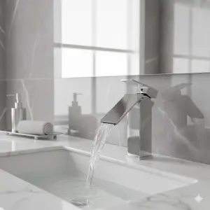 ⁦ברז חם קר לכיור מקלחת מפל יוקרתי אופנתי כרום מק"ט 535⁩ – תמונה ⁦3⁩