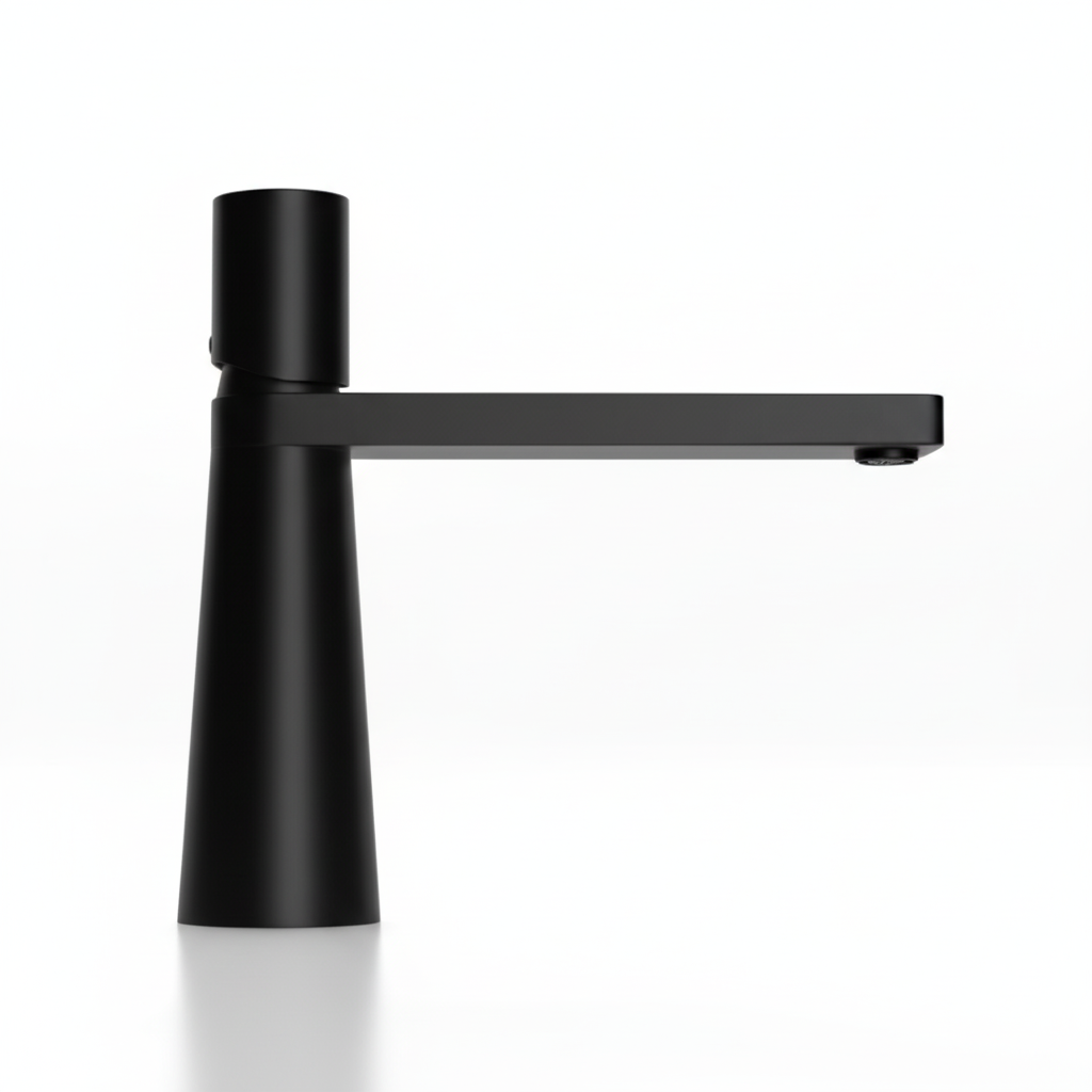 ברז נמוך לכיור מקלחת אינטגרלי | דגם "ראדו" | שחור מט | מק"ט 1400/1