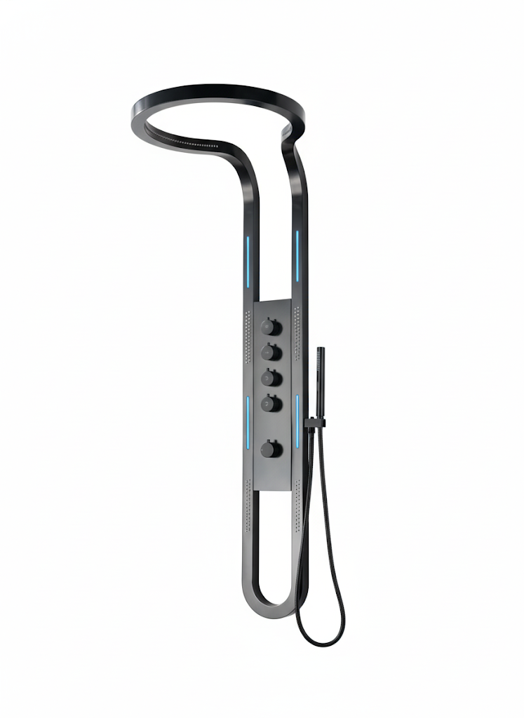 מערכת פינוק מפוארת ראש גשם ענק ומפנק | דגם "רום" | שחור מט | מק"ט 7004