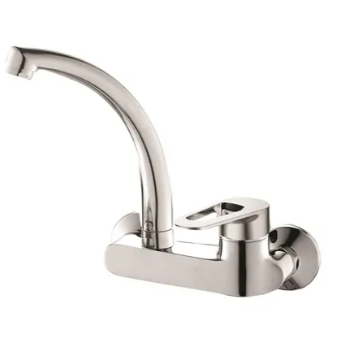 ברז סוללה מהקיר לכיור פיה ארוכה מקלחת / מטבח | כרום | מקט 293