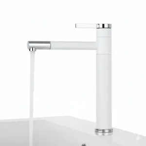 ברז לכיור אמבט אופנתי איכותי חם קר | לבן משולב כרום | מק"ט461