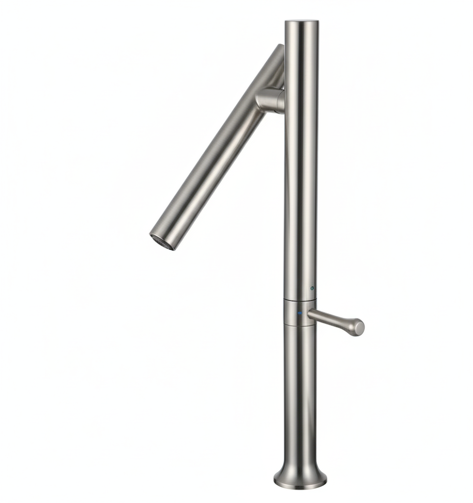 ברז מטבח / כיור אמבטיה חמים קרים מונח מתכוונן | דגם "ווינקל" | ניקל מוברש | מק"ט 513/3