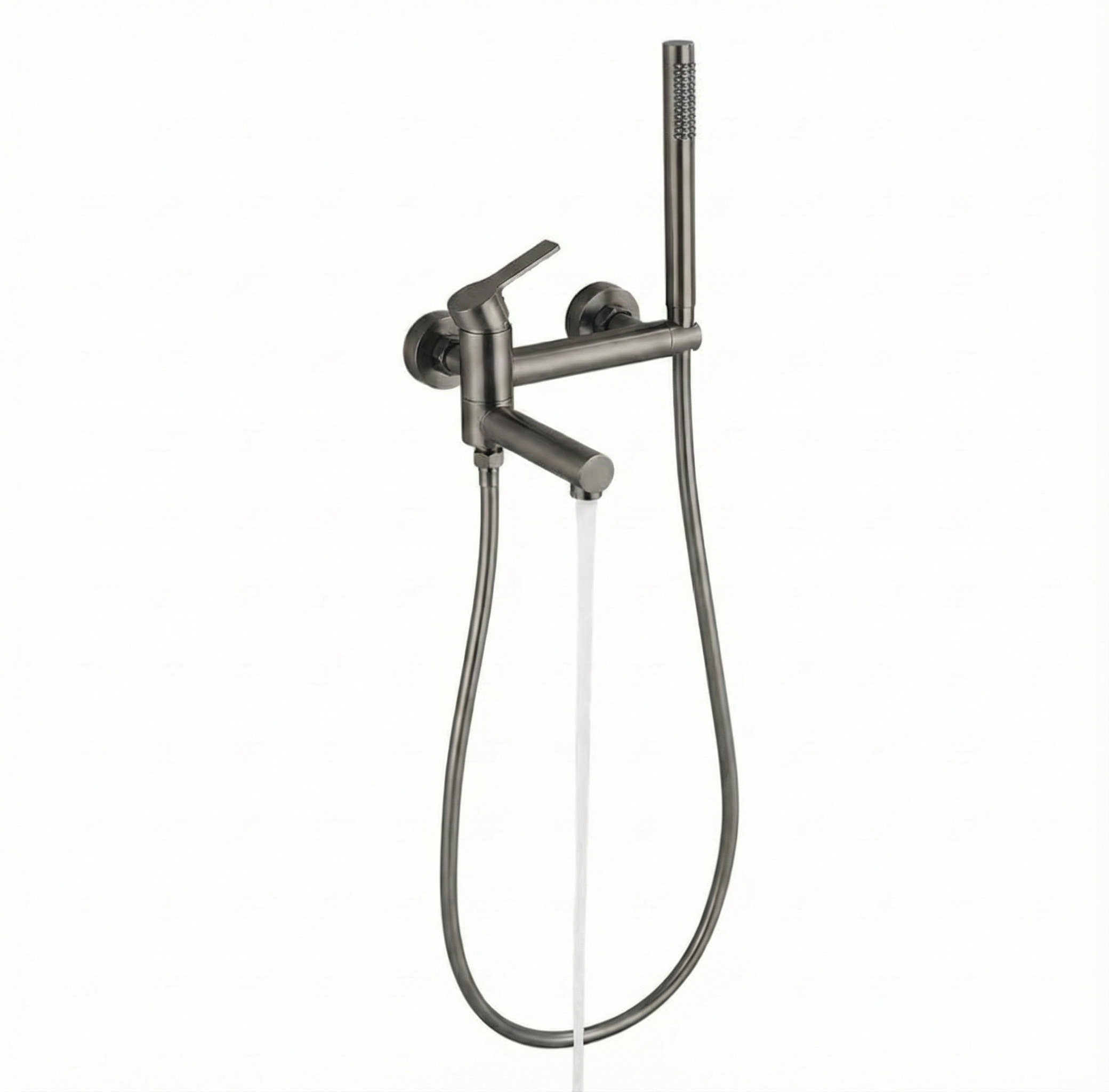 סוללה לאמבטיה אופנתית איכותית פיית מילוי מתקפלת + מזלף יד וצינור גמיש | אפור גרפיט | מק"ט 1901/6