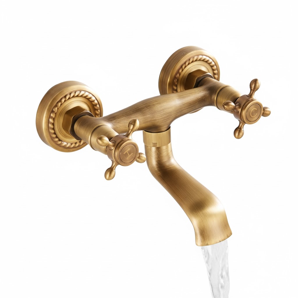 ברז סוללה מהקיר לכיור מטבח / מקלחת דגם "ירון" | סגנון ענתיק איכותי | מק"ט 556