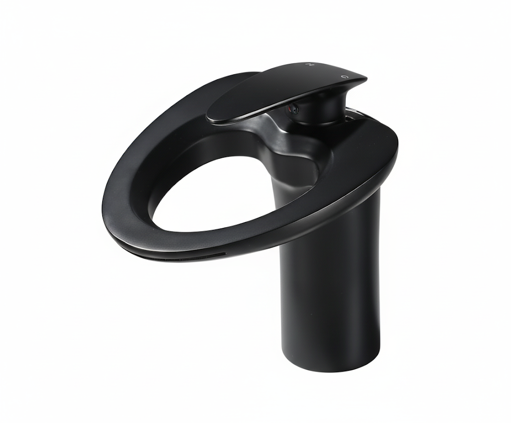 ברז מעוצב אופנתי לכיור אינטגרלי חם קר איכותי מפל | שחור מט | מק"ט 388/1