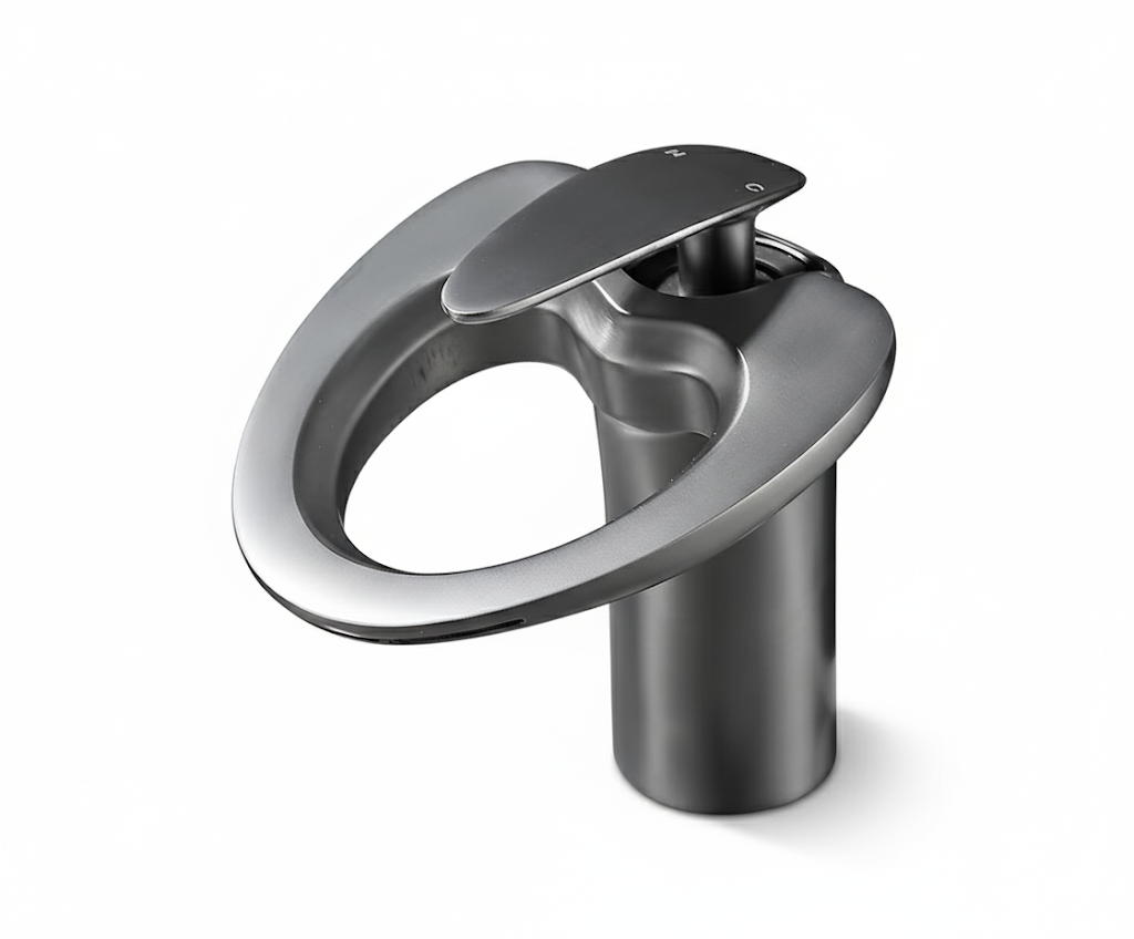 ברז מעוצב אופנתי לכיור אינטגרלי חם קר איכותי מפל | אפור גרפיט | מק"ט 388/6