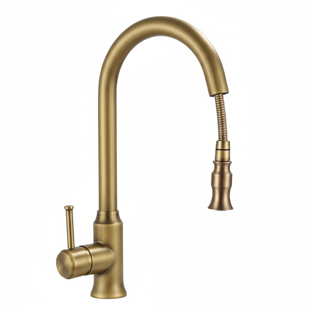 ברז מטבח נשלף ענתיק | דגם "Clara A" | זהב ענתיק | מק"ט 516/2