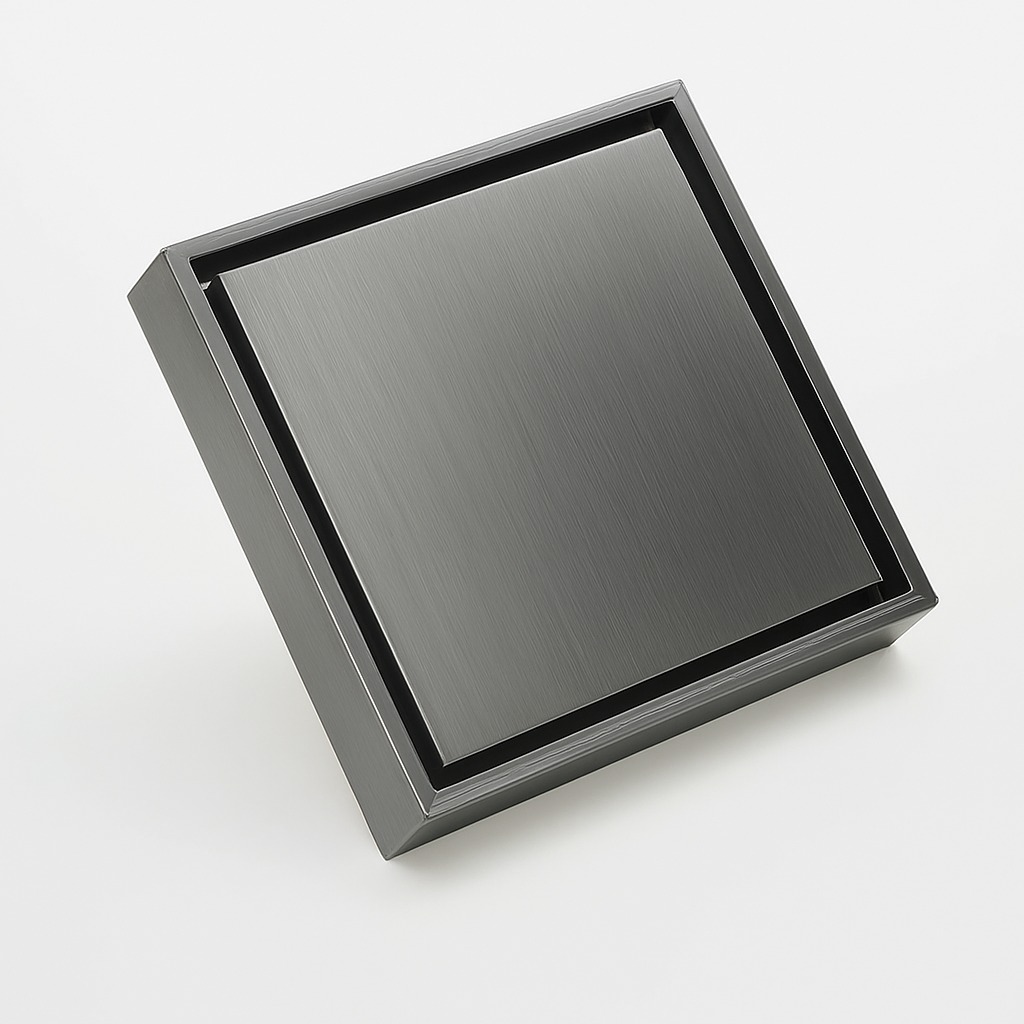 תעלה נסתרת לניקוז / ביקורת דגם "סקוואר" | 10/10 | פטנט חוסם ריחות וחרקים | אפור גרפיט | מק"ט 104GR