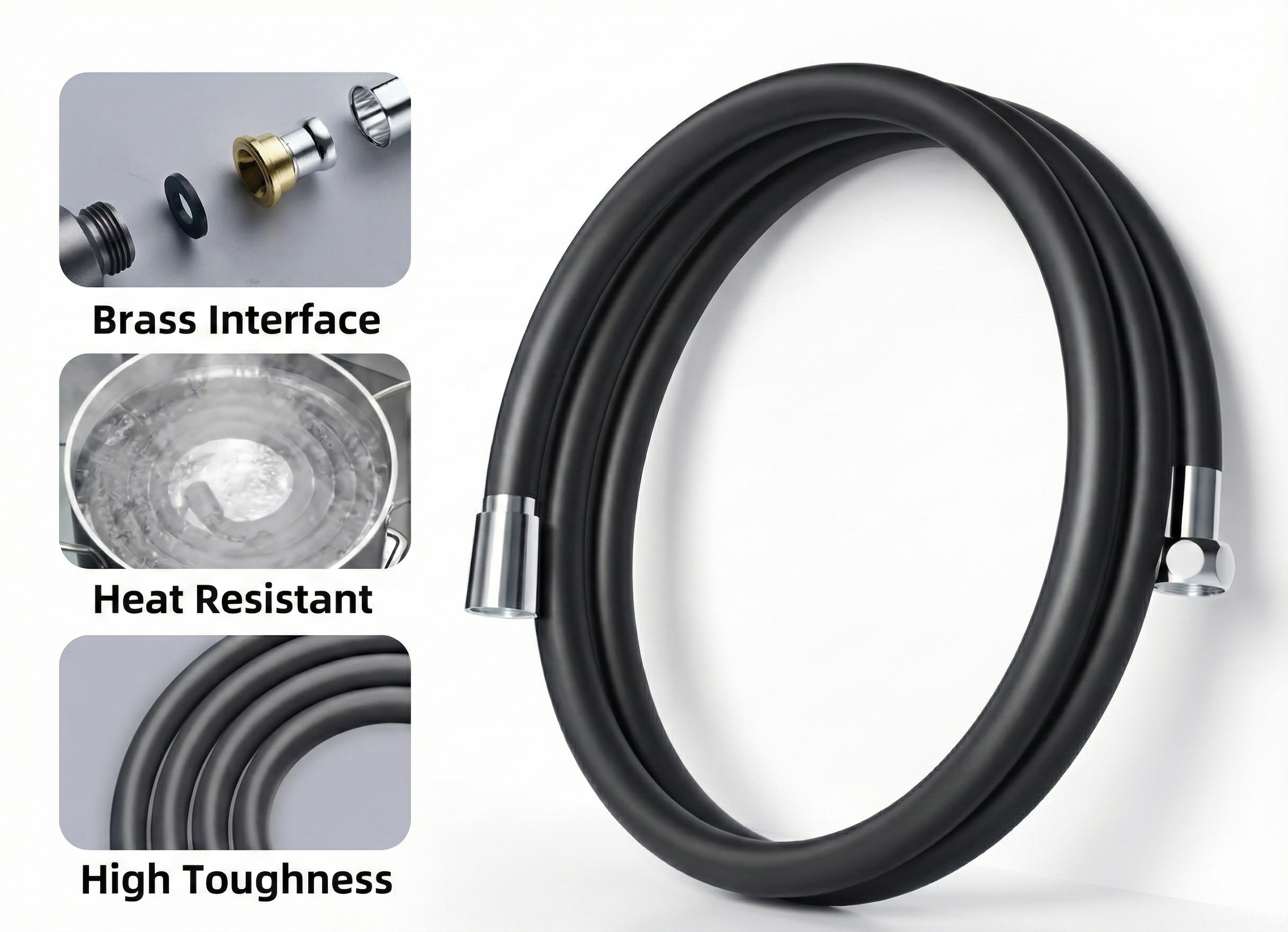 צינור גמיש למזלף יד סיליקון חזק במיוחד באורך 2 מטר איכותי מאוד | שחור מט | מק"ט 954/1