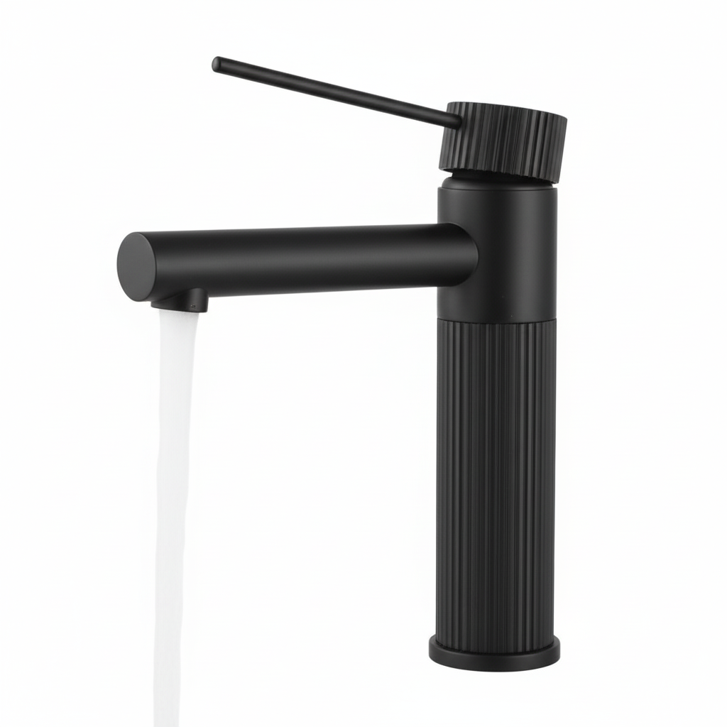 ברז אופנתי מעוצב לכיור אינטגרלי דגם "עומרי" שחור מט מקט 093/1