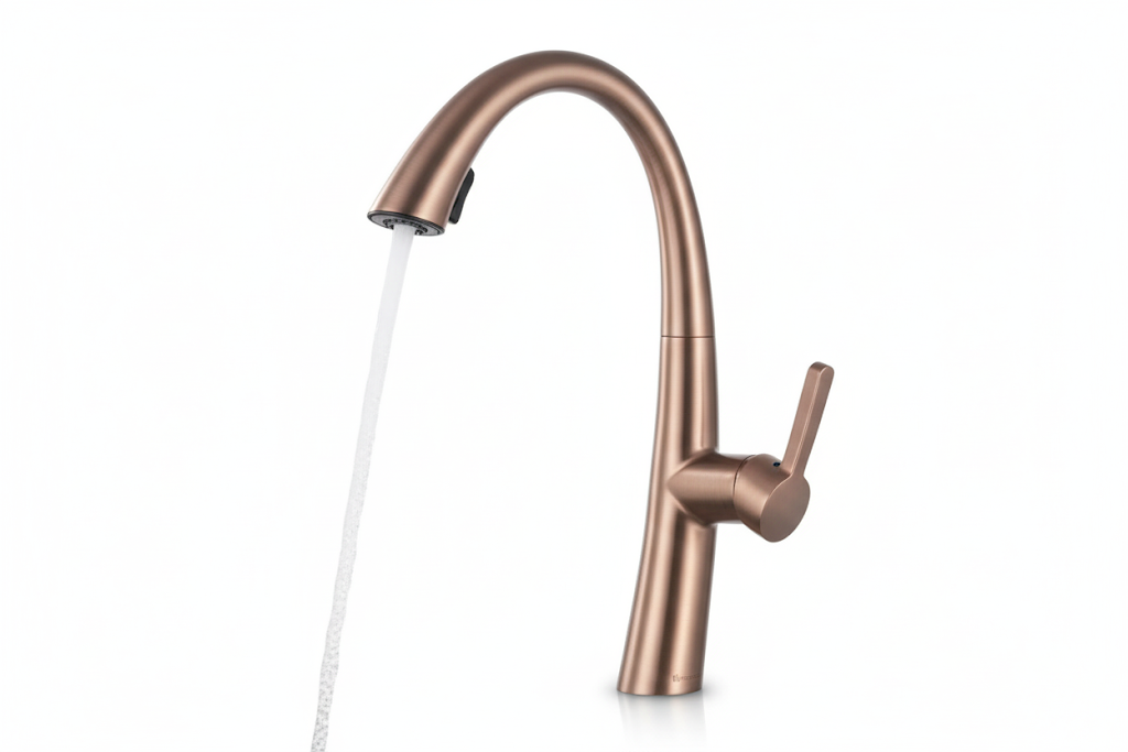 ברז מטבח נשלף דגם "וינו" | 2 מצבי זרימה | 7 שנות אחריות | רוז גולד מוברש | מק"ט 689/4