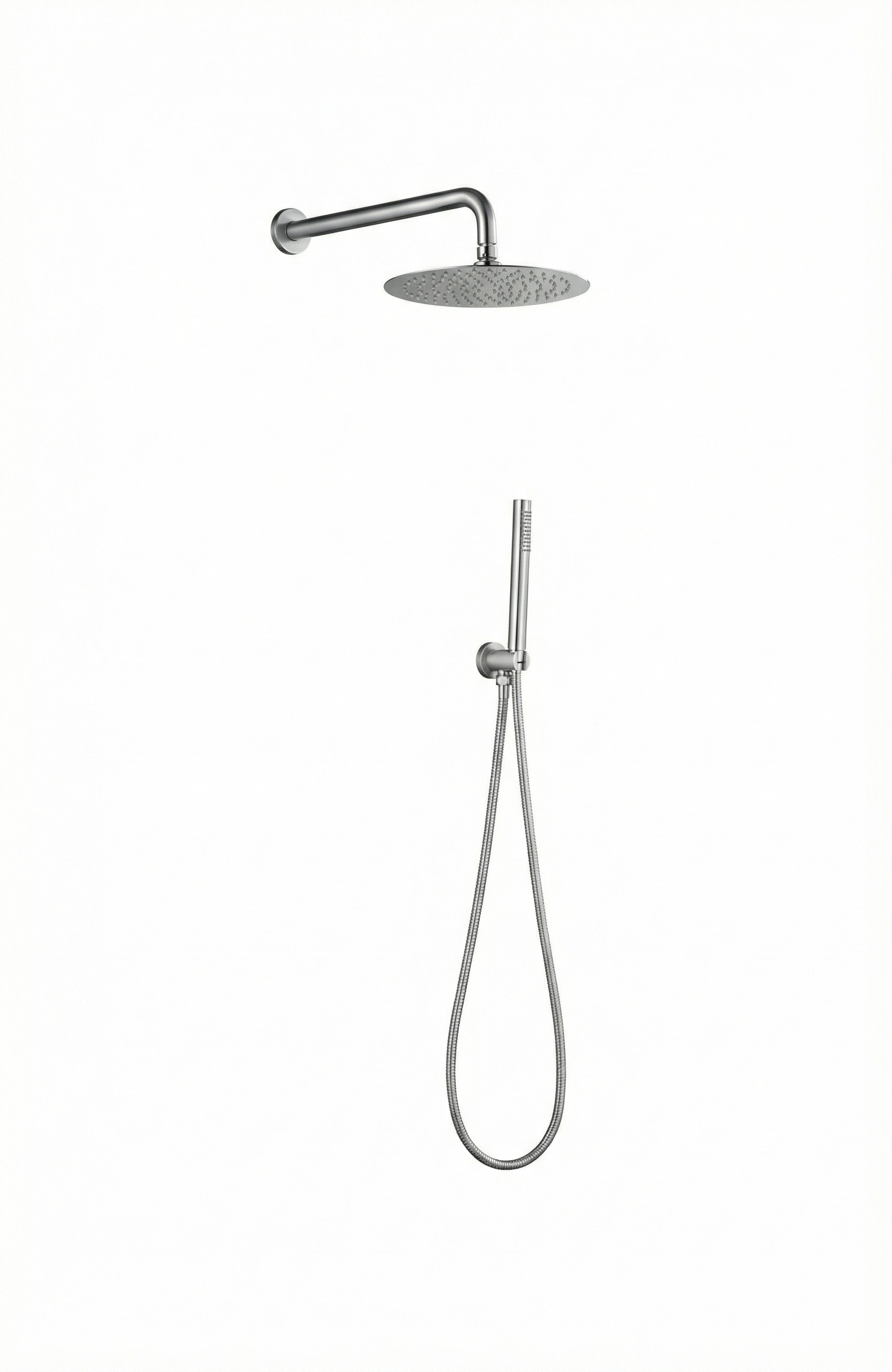 סט אביזרים לאינטרפוץ 4 דרך הכולל - זרוע לראש גשם + ראש גשם 25/25 + נקודת מים עם מתלה + צינור גמיש + מזלף יד אופנתי | ניקל מוברש | מק"ט 625/3