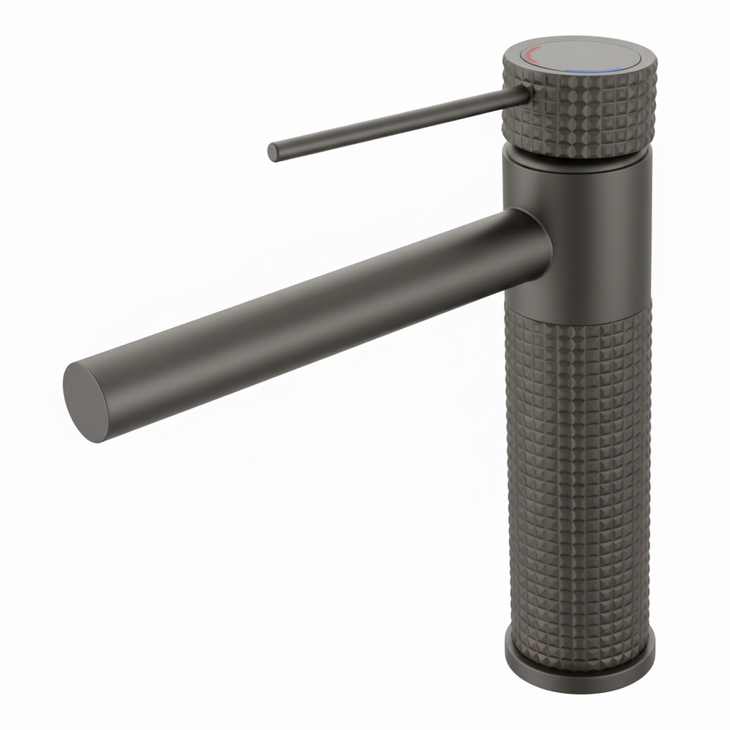 ברז אופנתי מעוצב לכיור אינטגרלי | דגם "עומרי" מחוספס | אפור גרפיט | מק"ט - 093/6B