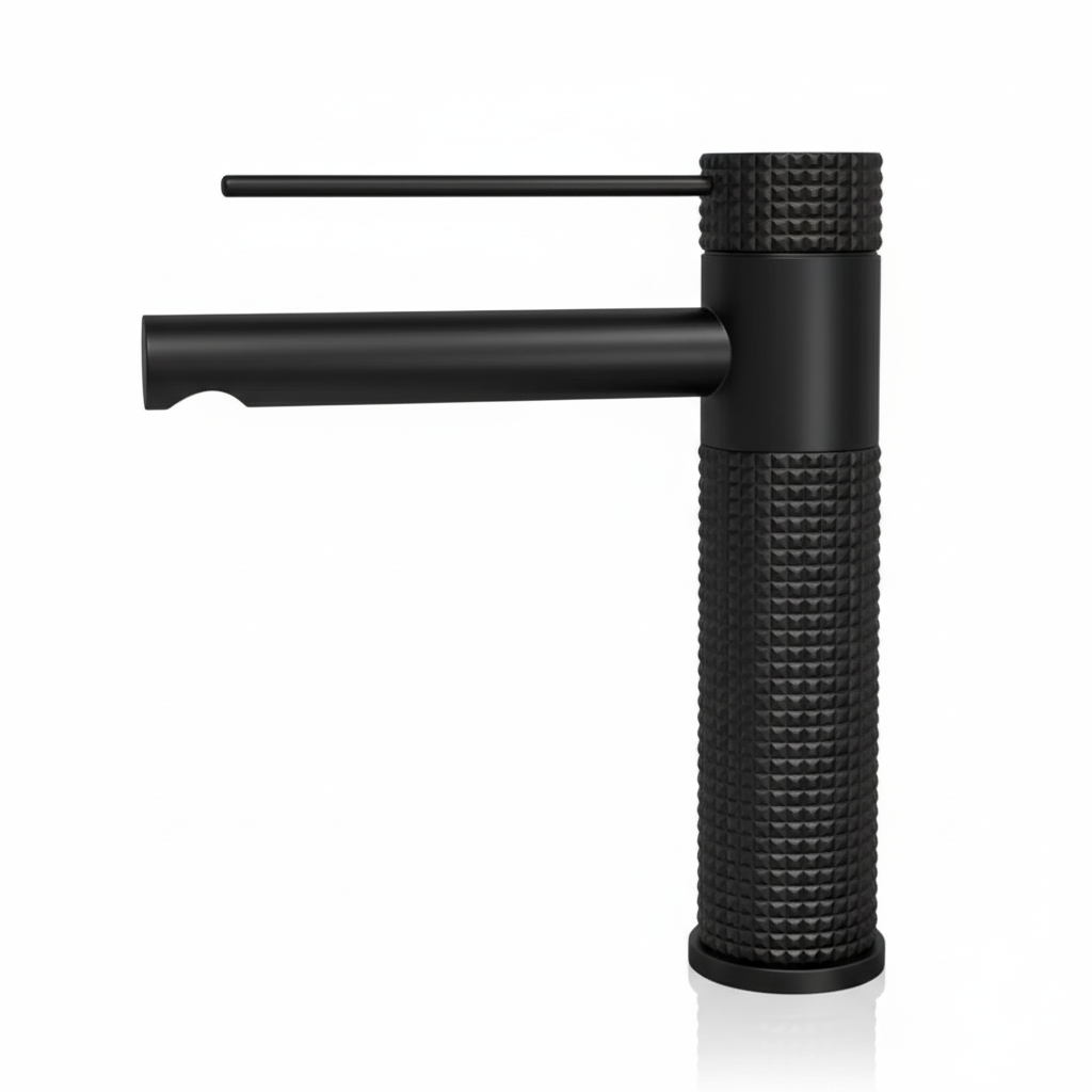 ברז אופנתי מעוצב לכיור אינטגרלי | דגם "עומרי" מחוספס | שחור מט | מק"ט - 093/1B