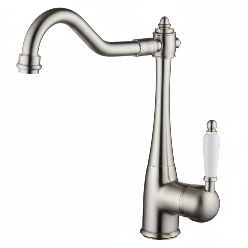 ברז לכיור אינטגרלי| בסגנון ענתיק מפואר| ניקל מוברש דגם "ניצן" מק"ט - 222/3