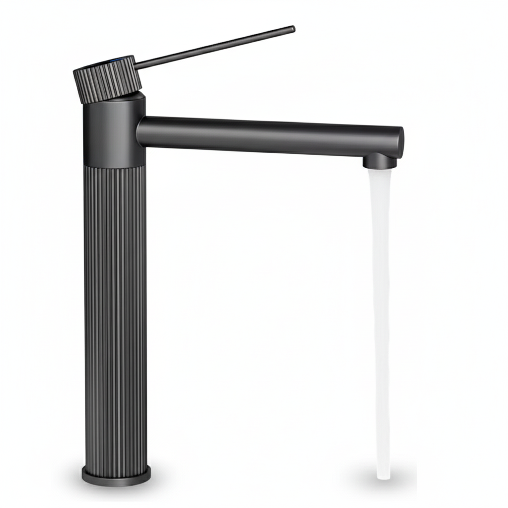 ברז אופנתי | לכיור מונח | חם קר | שחור מט | דגם "אלמוג" |מק"ט 234/6