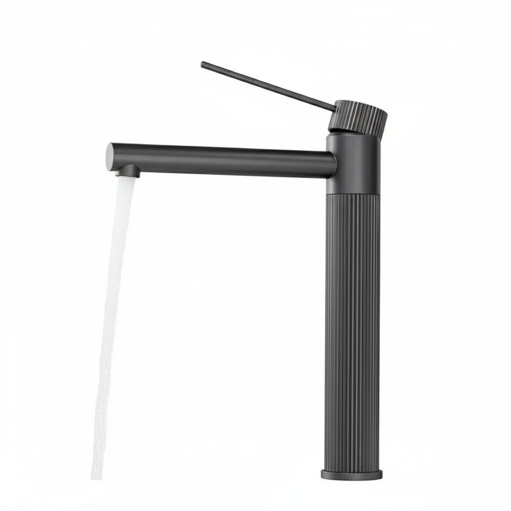 ברז אופנתי לכיור מונח |חם קר | שחור מט| דגם "אלמוג"| מק"ט 489/1