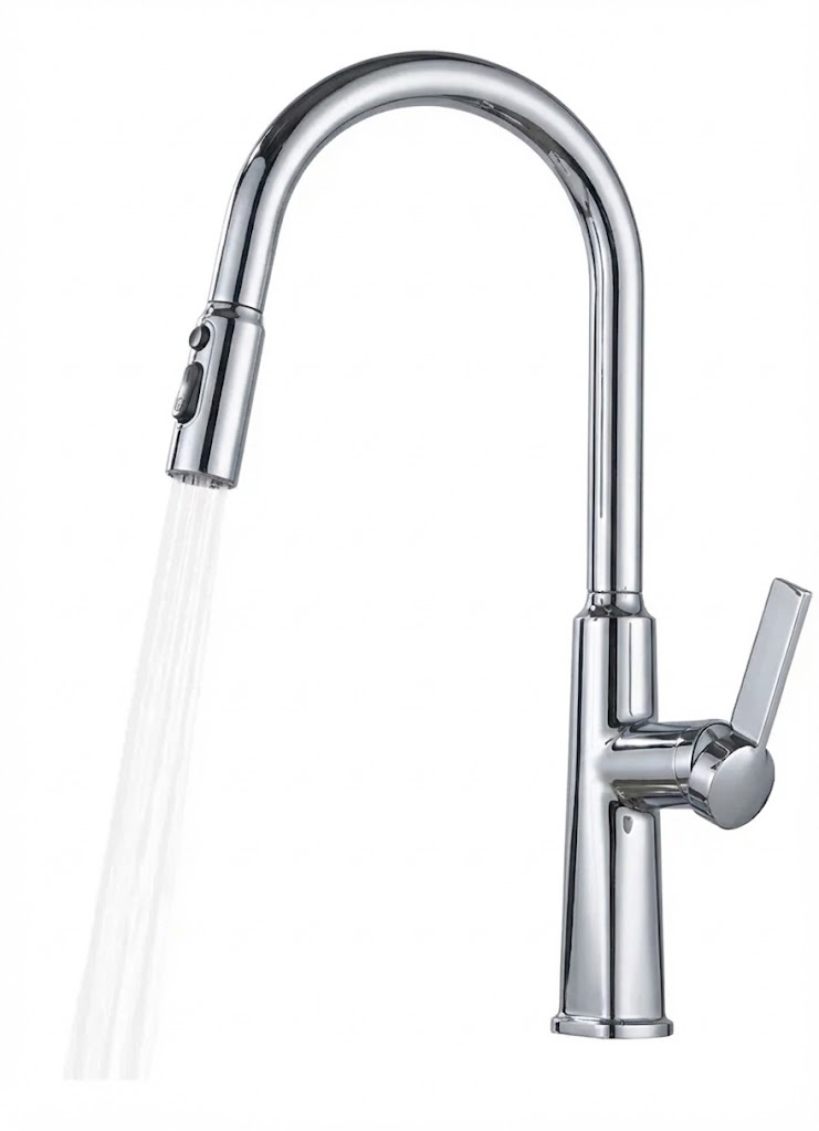 ברז למטבח | אופנתי מפואר | נשלף 3 מצבי זרימה | דגם "גולן" צבע כרום | מק"ט 678