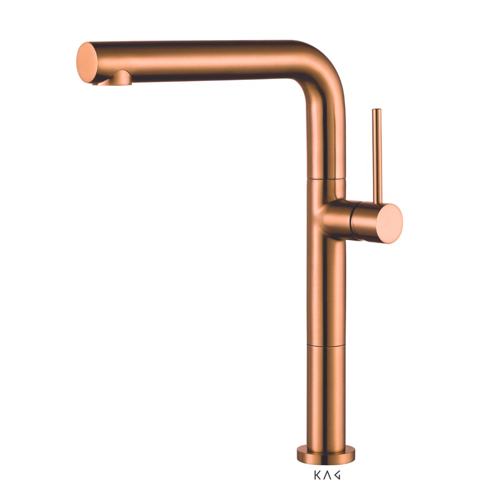 ברז חם קר גבוה לכיור מונח | 10 שנות אחריות | רוז גולד מוברש | מק"ט 763/4