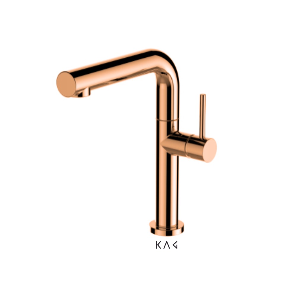 ברז חם קר גבוה לכיור מונח | 10 שנות אחריות | רוז גולד מוברש | מק"ט A763/4