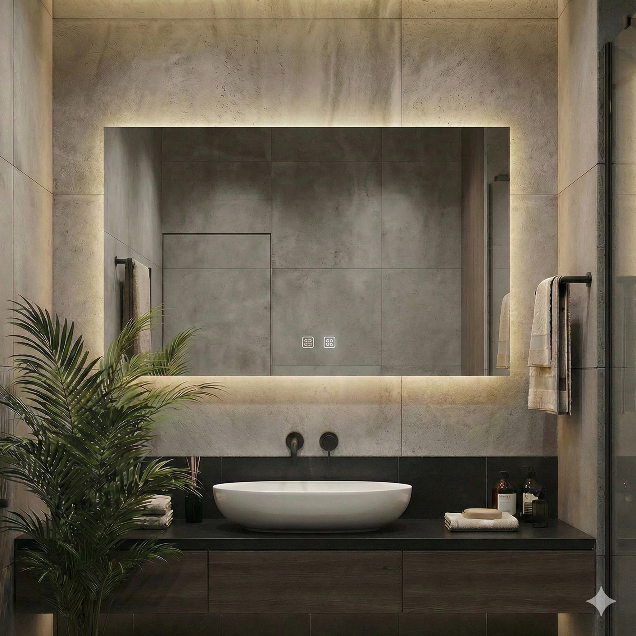 מראת לד מלבנית "צפה" + מפשיר אדים | מק"ט 10060