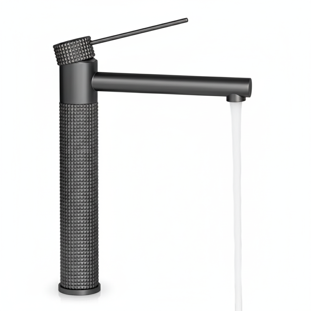 ברז אופנתי | לכיור מונח | חם קר | שחור מט | דגם "דיימונד" |מק"ט 093/6A