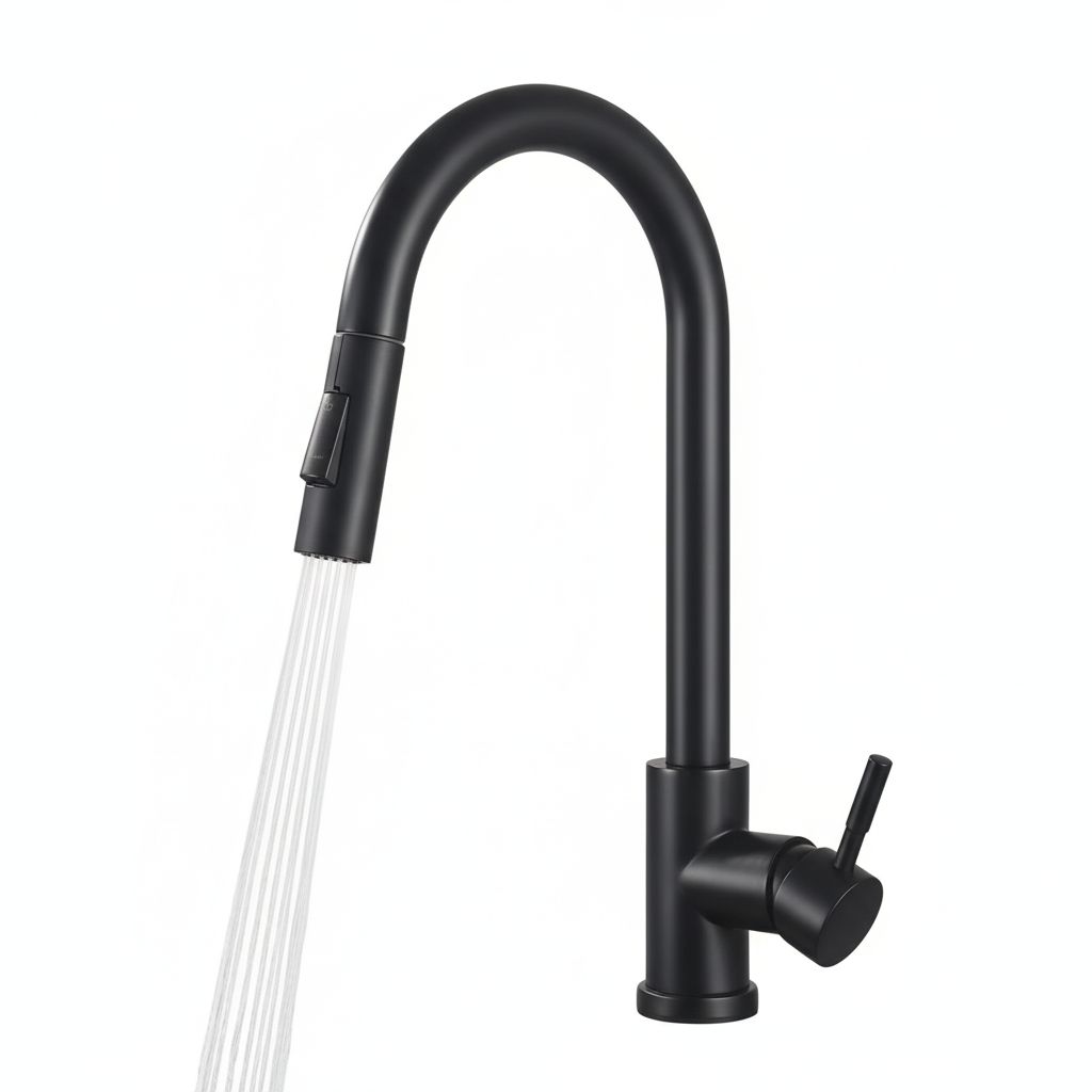 ברז למטבח נשלף | אופנתי יוקרתי | מגע טאצ' | שחור מט | מק"ט 180/1