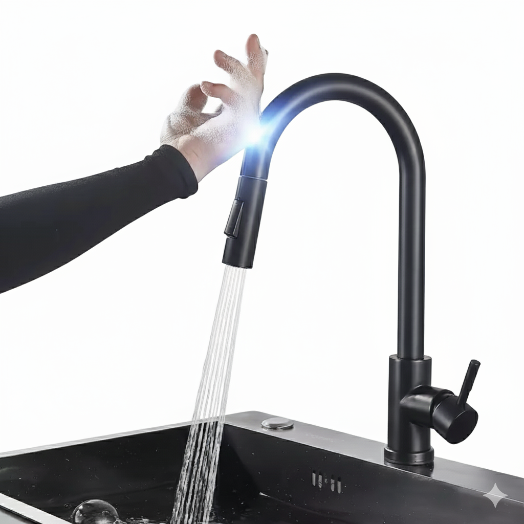 ברז למטבח נשלף | אופנתי יוקרתי | מגע טאצ' | אפור גרפיט | מק"ט 180/6