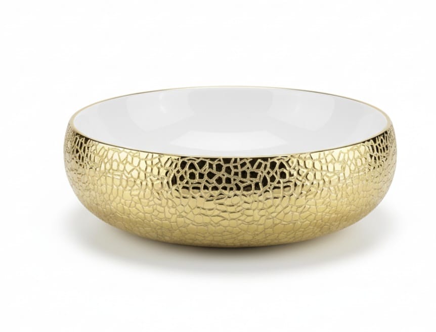 כיור רחצה מונח דגם "קוברה" | זהב מבריק בשילוב לבן | מק"ט 2020360