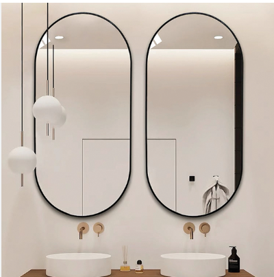 מראה אובלית קוטר 60X80 | פרופיל שחור | מק"ט 1055