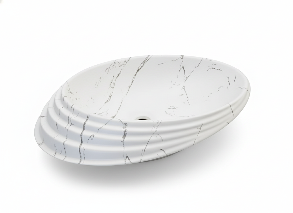 כיור חרס מונח | דמוי שיש | מק"ט 9025