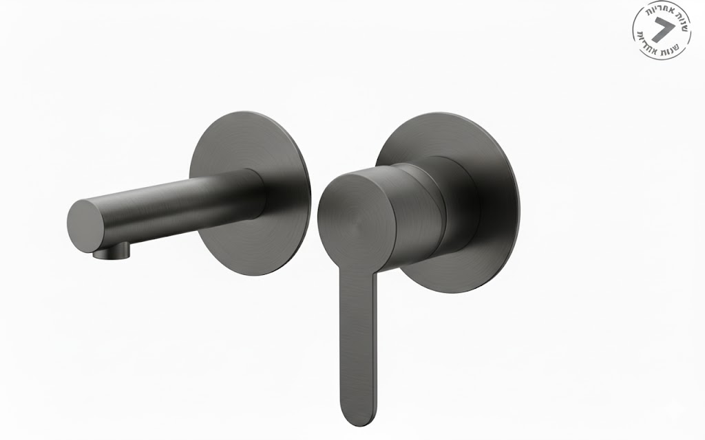 ברז קיר פיה קצרה לכיור - כיסוי | חמת | 7 שנים אחריות | אפור גרפיט | 305301GR