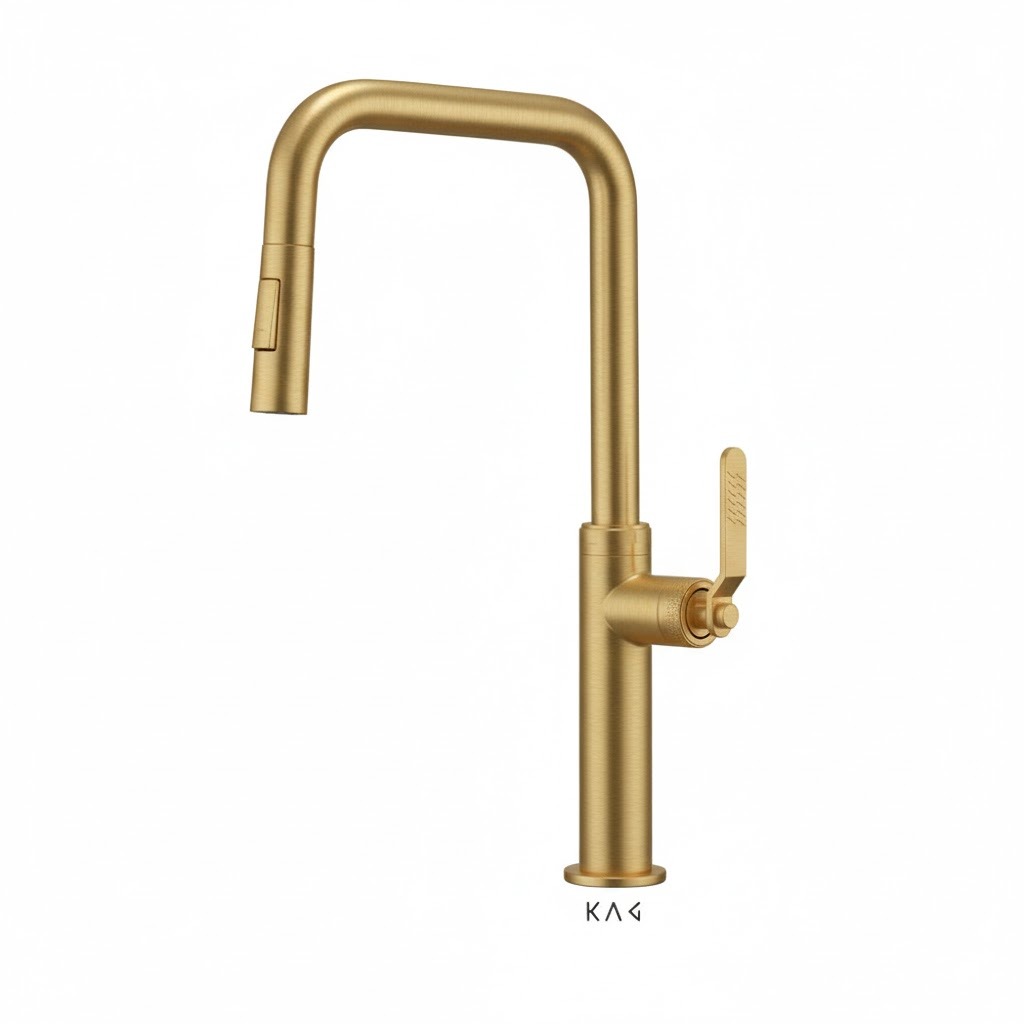 ברז מטבח נשלף עם 2 מצבי זרימה דגם "ארבל" | זהב מוברש | מק"ט 1301/2