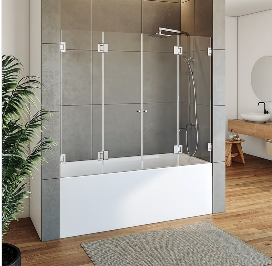 שתי דלתות הרמוניקה מתקפלות | זכוכית שקופה מחוסמת 8 מ״מ | מק"ט 4201