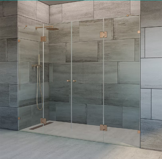 שתי דפנות קבועות ושתי דלתות נפתחות פנימה והחוצה | זכוכית שקופה מחוסמת 8 מ״מ | מק"ט 4206