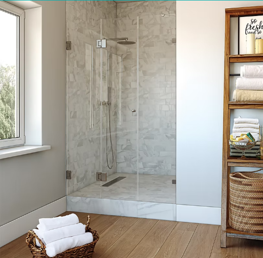 דופן קבועה ודלת הרמוניקה מתקפלת | זכוכית שקופה מחוסמת 8 מ״מ | מק"ט 4211