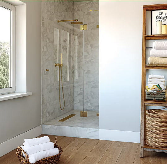 דופן קבועה ודלת כנף נפתחת פנימה והחוצה | זכוכית שקופה מחוסמת 8 מ״מ | מק"ט 4213