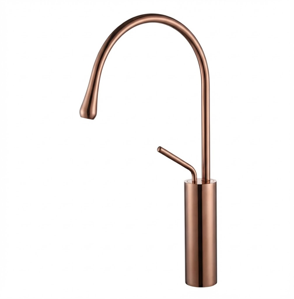 ברז לכיור מונח מעוצב אופנתי | דגם ירון | רוז גולד מוברש | מקט 267/4