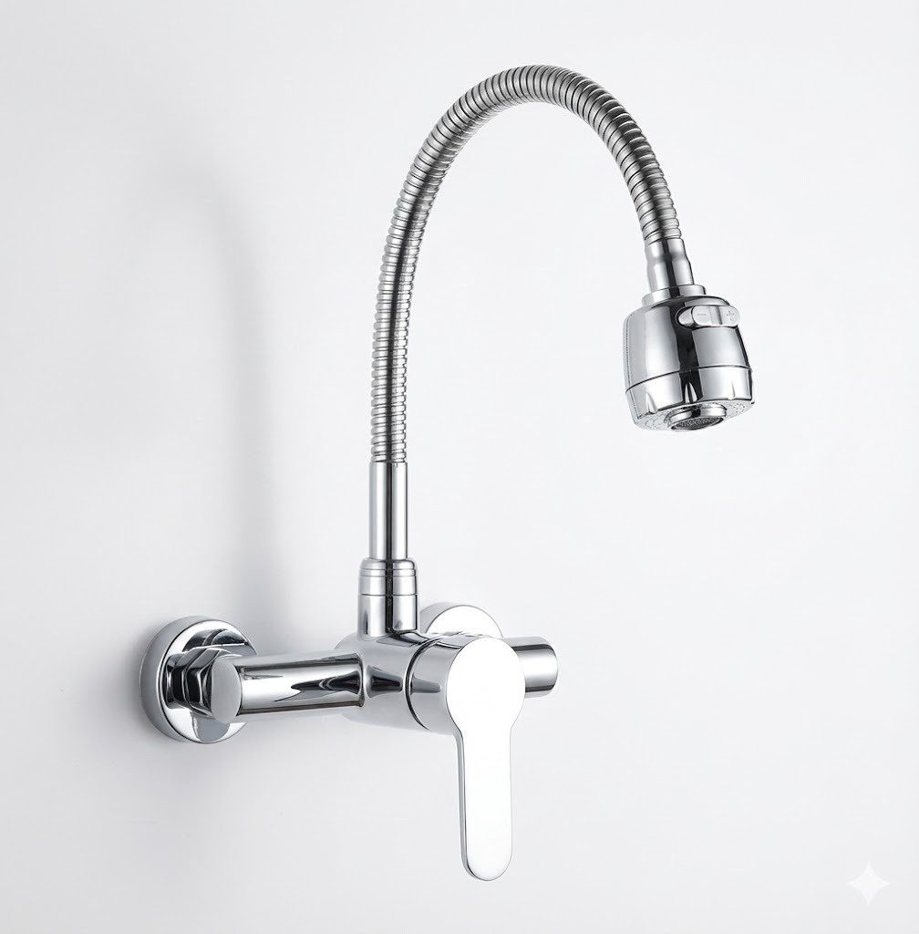 ברז סוללה מהקיר לכיור מקלחת / מטבח | כרום | מק"ט 123